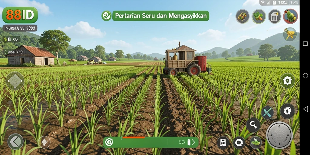 Screenshot gameplay 88ID menampilkan aktivitas bertani seru.