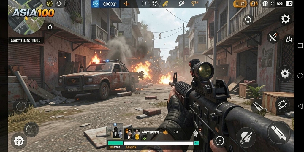 Tampilan gameplay ASIA100 yang mendebarkan dan penuh aksi.