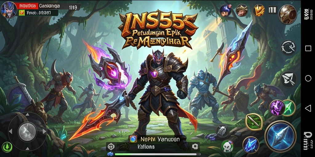 Screenshot gameplay INS55 yang menunjukkan aksi pertarungan RPG yang mendebarkan.