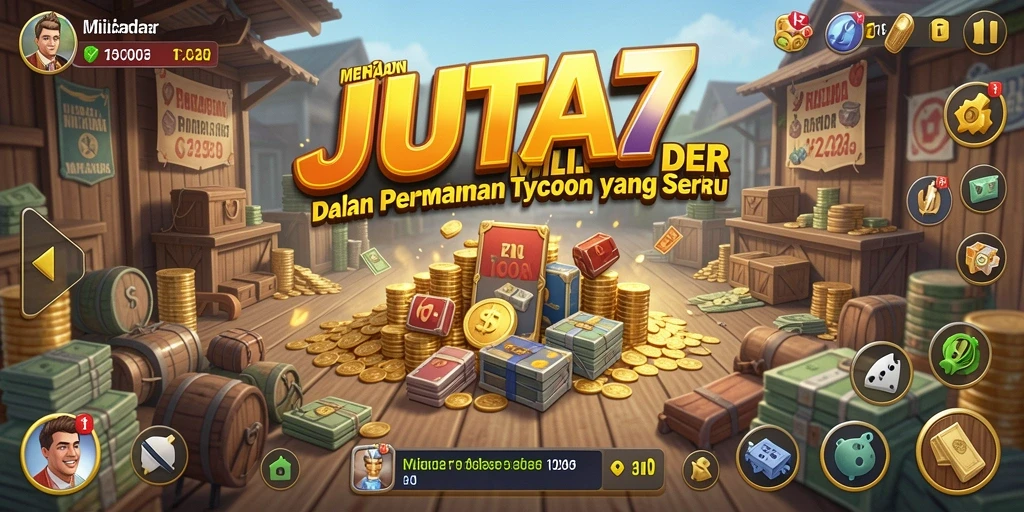 Tampilan gameplay JUTA7 yang menarik dengan berbagai fitur Tycoon.