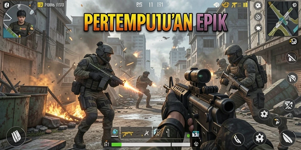 Screenshot PG11 menampilkan aksi pertempuran intens dalam gameplay FPS.