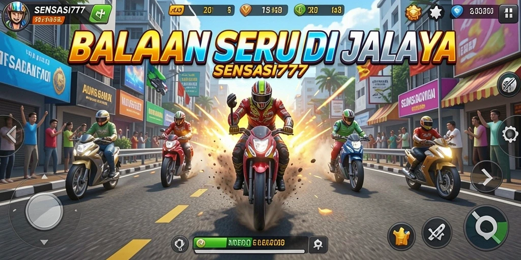 Gameplay balapan seru di SENSASI777 dengan mobil yang bertenaga.