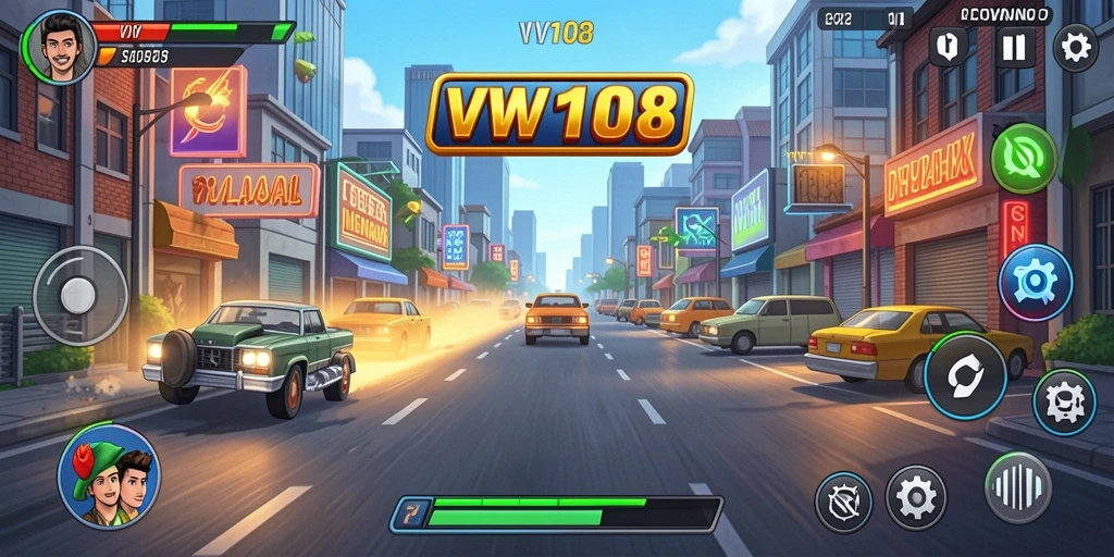 Tampilan gameplay seru dari VW108 yang penuh tantangan.